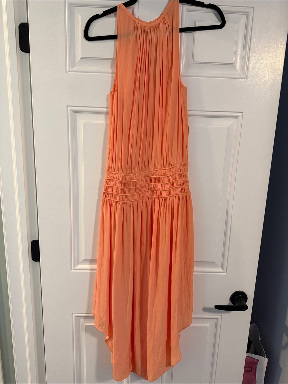 Ramy Brook Audrey Pleated Sleeveless Dress in Peach